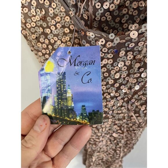Brand New Morgan & Co Women’s Small Mini Party Sequin Dress in Caramel - Picture 4 of 5